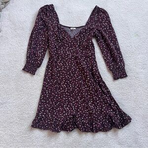 Floral Print Dress in Burgundy
